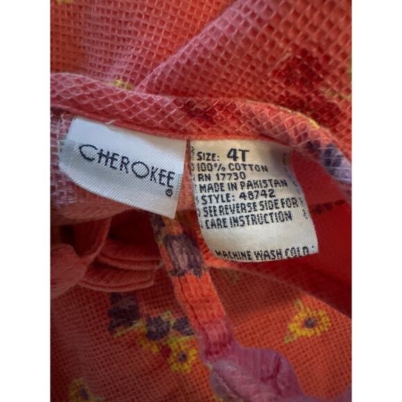 Vintage 1990s Y2K Girls 4T Cherokee Pink Floral Printed Button Maxi Dress Tie - Picture 6 of 6